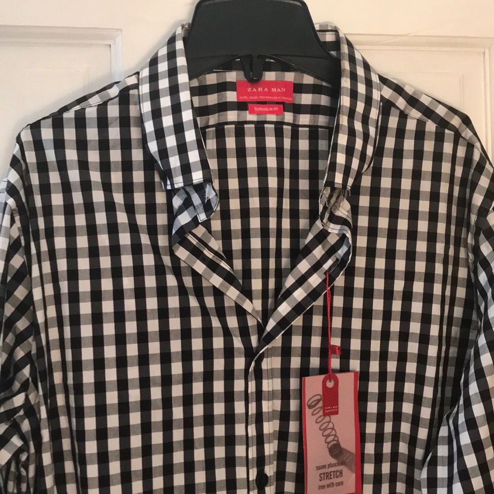 Zara SuperSlim Fit Black and White Shirt